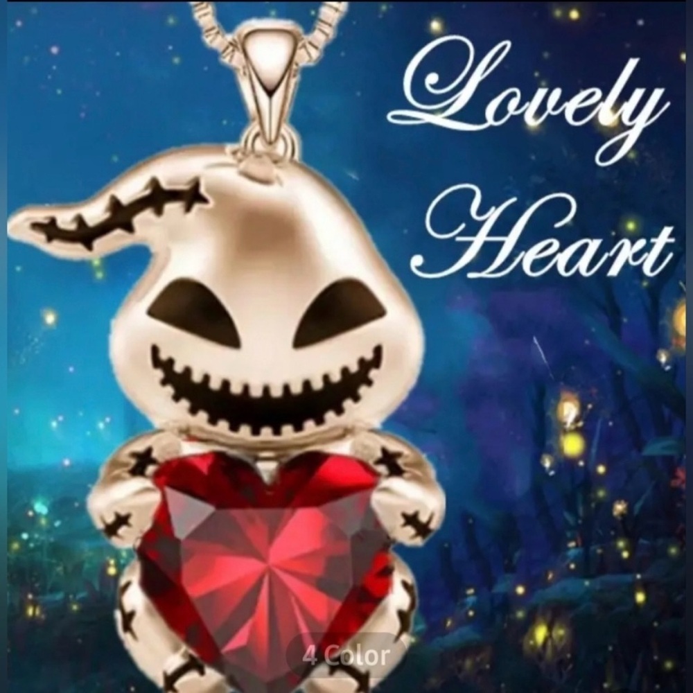 💎2 for 1 Lovely Heart Ghost Pendant Necklace - Red and Silver